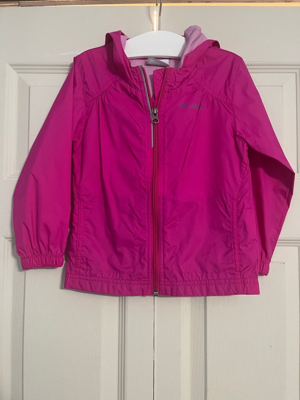 Columbia Girls' Bright Pink Hooded Rain Jacket